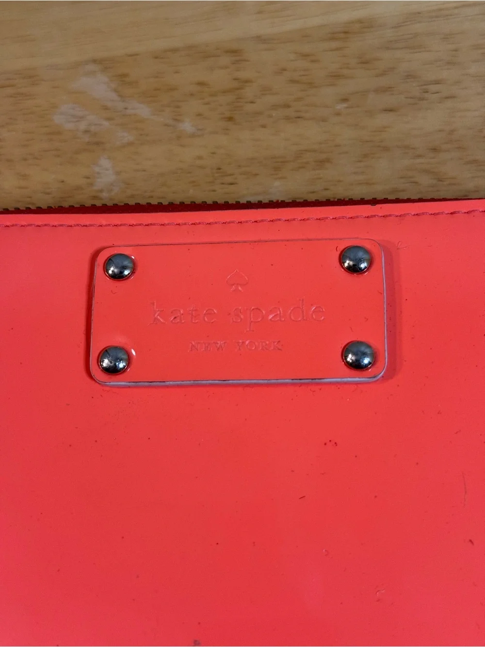 kate spade Bright Orange Patent Zip Wallet